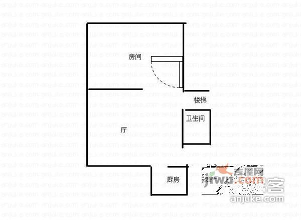 祁连一村D街坊1室1厅1卫57㎡户型图