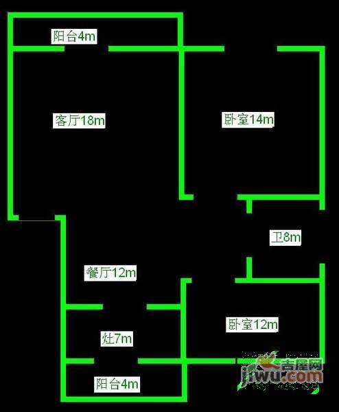 金鑫花园2室1厅1卫户型图