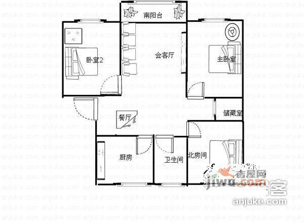 好旺花苑3室2厅1卫110㎡户型图