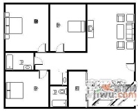 牡丹新村3室1厅1卫86㎡户型图