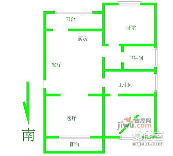 上南春天苑2室2厅2卫103㎡户型图