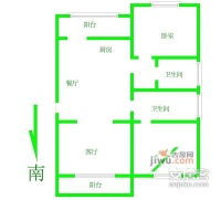 上南春天苑2室2厅2卫103㎡户型图