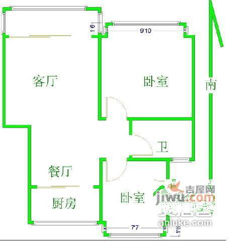 新昌里公寓2室2厅1卫258㎡户型图