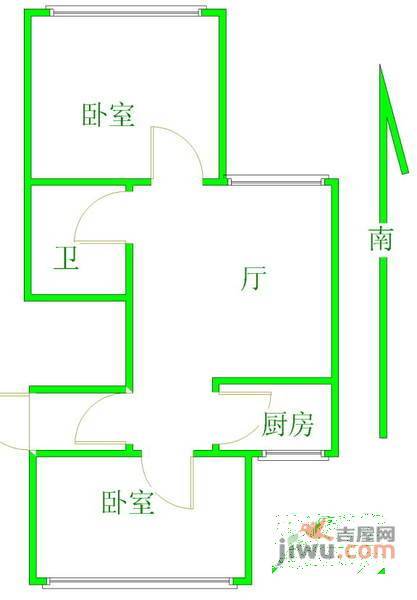 齐一小区2室1厅1卫60㎡户型图