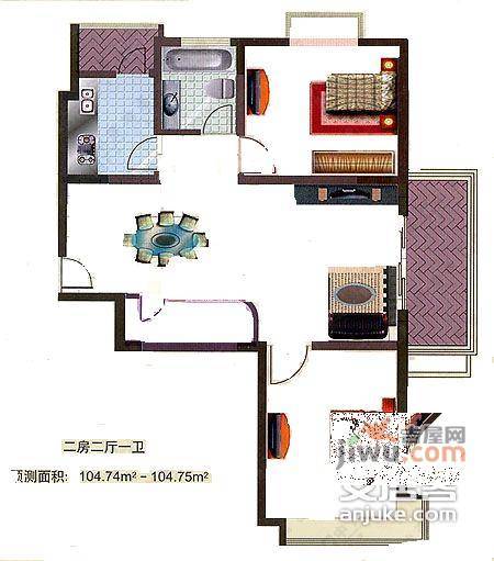 胡姬花园2室2厅1卫116㎡户型图