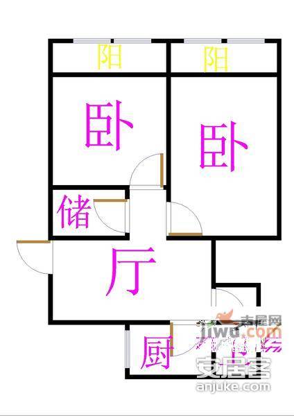 荷一小区2室1厅1卫76㎡户型图