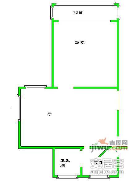 荷五小区1室1厅1卫43㎡户型图