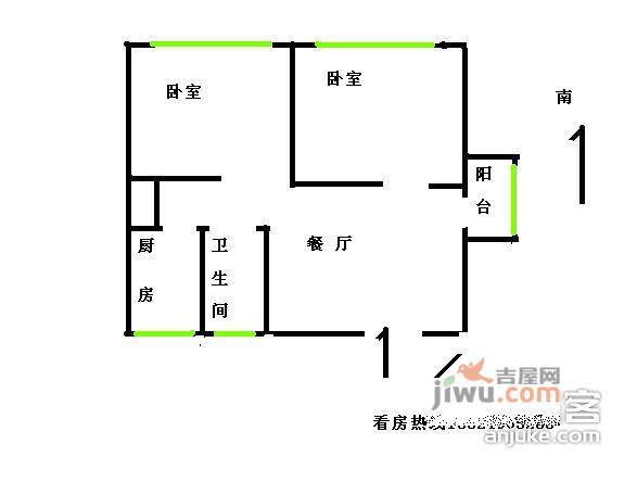 锦绣河山2室1厅1卫79㎡户型图