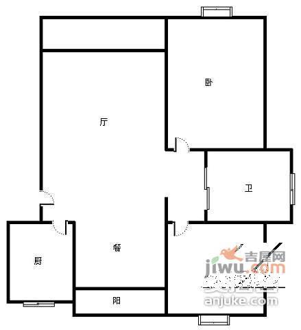 金桥名都2室2厅1卫118㎡户型图