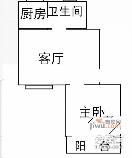羽山小区1室1厅1卫52㎡户型图