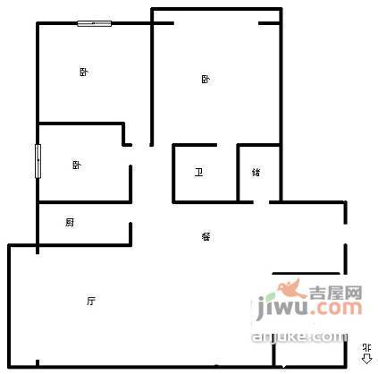 众城公寓3室2厅2卫150㎡户型图