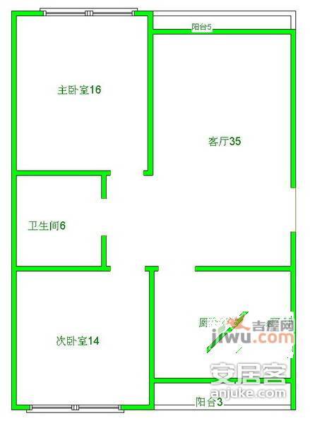 众城公寓3室2厅1卫138㎡户型图