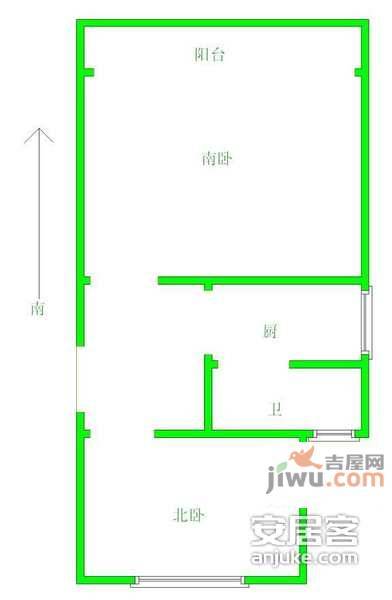 梅林住宅小区2室0厅1卫53㎡户型图