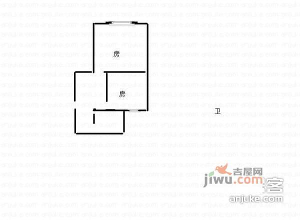 鞍山一村2室0厅1卫55㎡户型图