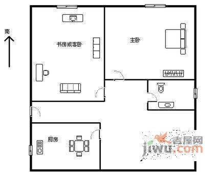 淮海大楼2室2厅1卫93㎡户型图