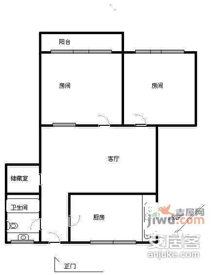 龙南七村2室2厅1卫72㎡户型图