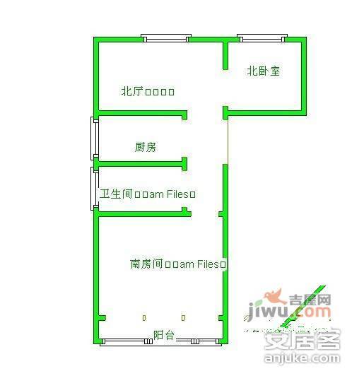 龙南七村2室1厅1卫77㎡户型图