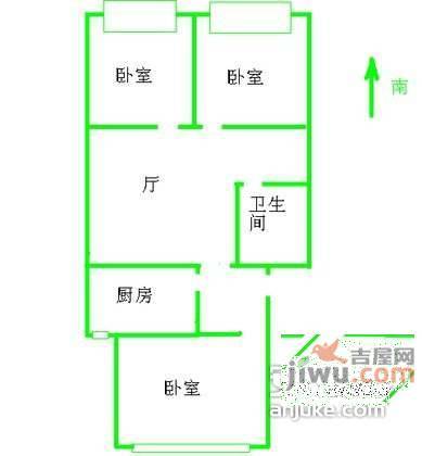 兆嘉园3室1厅1卫100㎡户型图