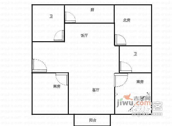 茸联苑3室2厅2卫135㎡户型图