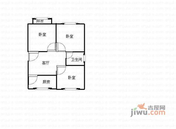 松江环城新村3室1厅1卫79㎡户型图