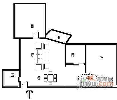 德诚大厦2室2厅1卫120㎡户型图