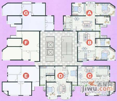 大众河滨酒店式公寓2室1厅1卫58㎡户型图