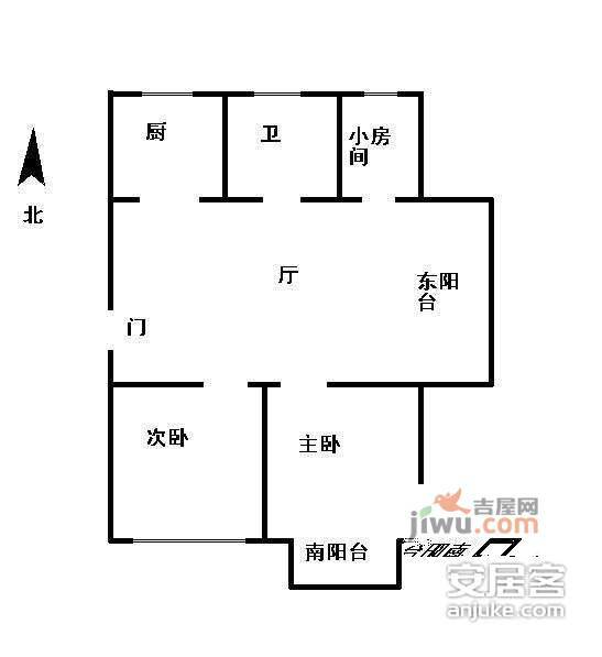 百花新村3室1厅1卫80㎡户型图