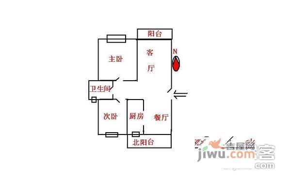 康桥月苑2室2厅1卫73㎡户型图