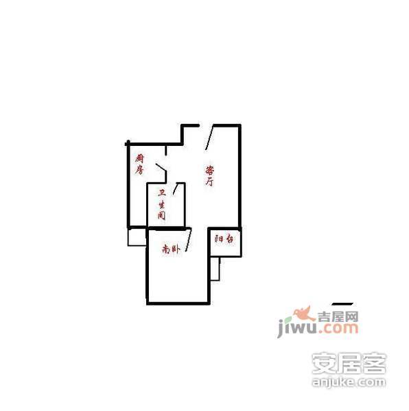 康桥月苑1室2厅1卫58㎡户型图