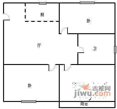黄浦春江小区3室1厅1卫92㎡户型图