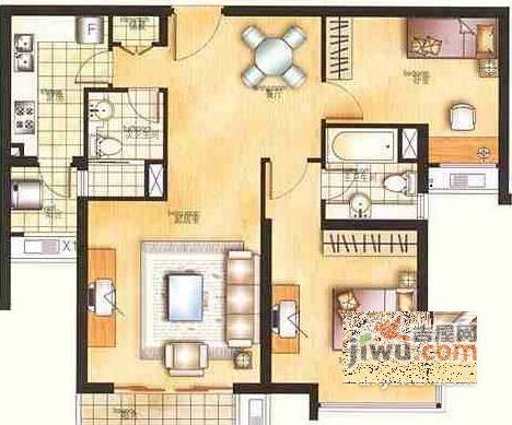 华业公寓2室2厅2卫118㎡户型图