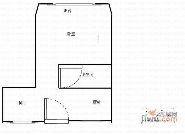 南园新村1室1厅1卫51㎡户型图