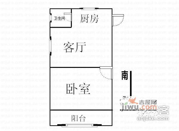 南园新村1室0厅1卫35㎡户型图