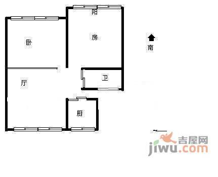 长城小区2室1厅1卫52㎡户型图