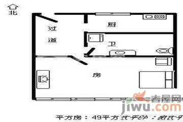 静安别墅1室1厅1卫41㎡户型图