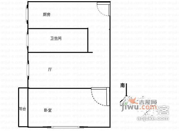 文德坊1室1厅1卫45㎡户型图