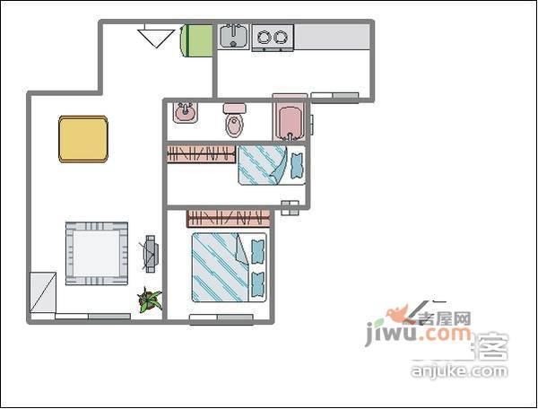 假日公寓2室2厅2卫户型图