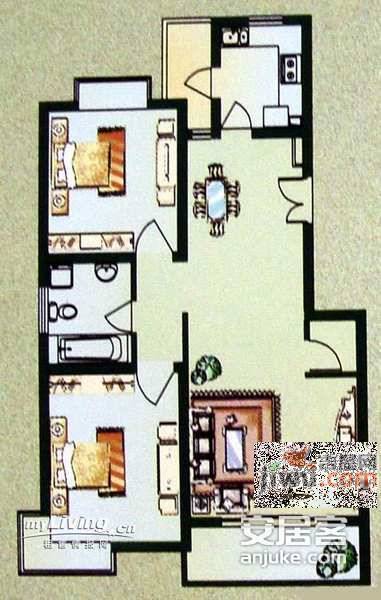 新丰家园2室2厅1卫78㎡户型图