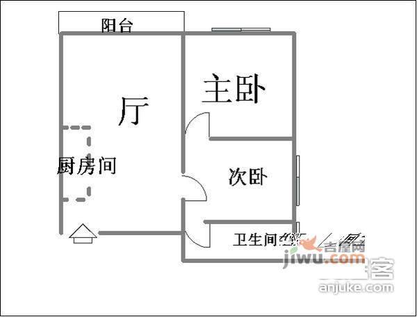 梅福花苑2室1厅1卫77㎡户型图