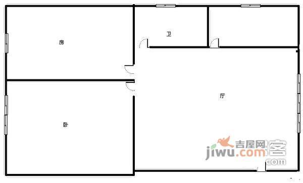 曲二小区2室1厅1卫54㎡户型图