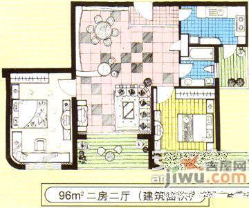 新兴大厦公寓楼2室2厅1卫98㎡户型图