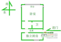 解放三区1室1厅1卫49㎡户型图