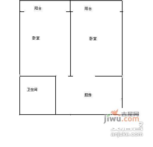 虹桥路967弄小区2室1厅1卫50㎡户型图