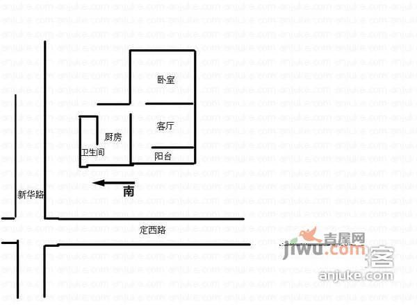 定西路615弄小区1室1厅1卫户型图