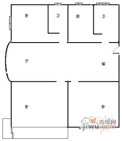 久久园3室2厅2卫127㎡户型图