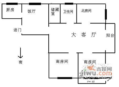 笠园凯旋坊1室2厅1卫户型图