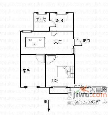 东华苑2室1厅1卫72㎡户型图