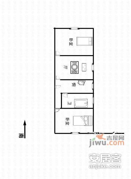 密山新村2室1厅1卫56㎡户型图