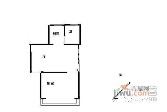 淞南六村1室1厅1卫51㎡户型图