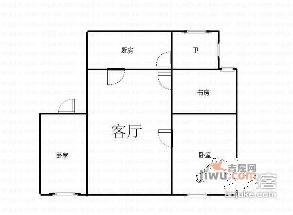 淞南六村2室1厅1卫74㎡户型图